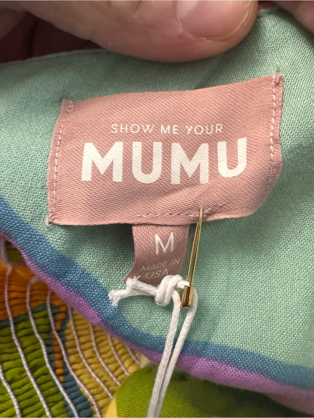 NWT Show Me Your Mumu Tie Strap Mini Dress Size Medium Colorful Cottagecore Boho - Picture 9 of 10